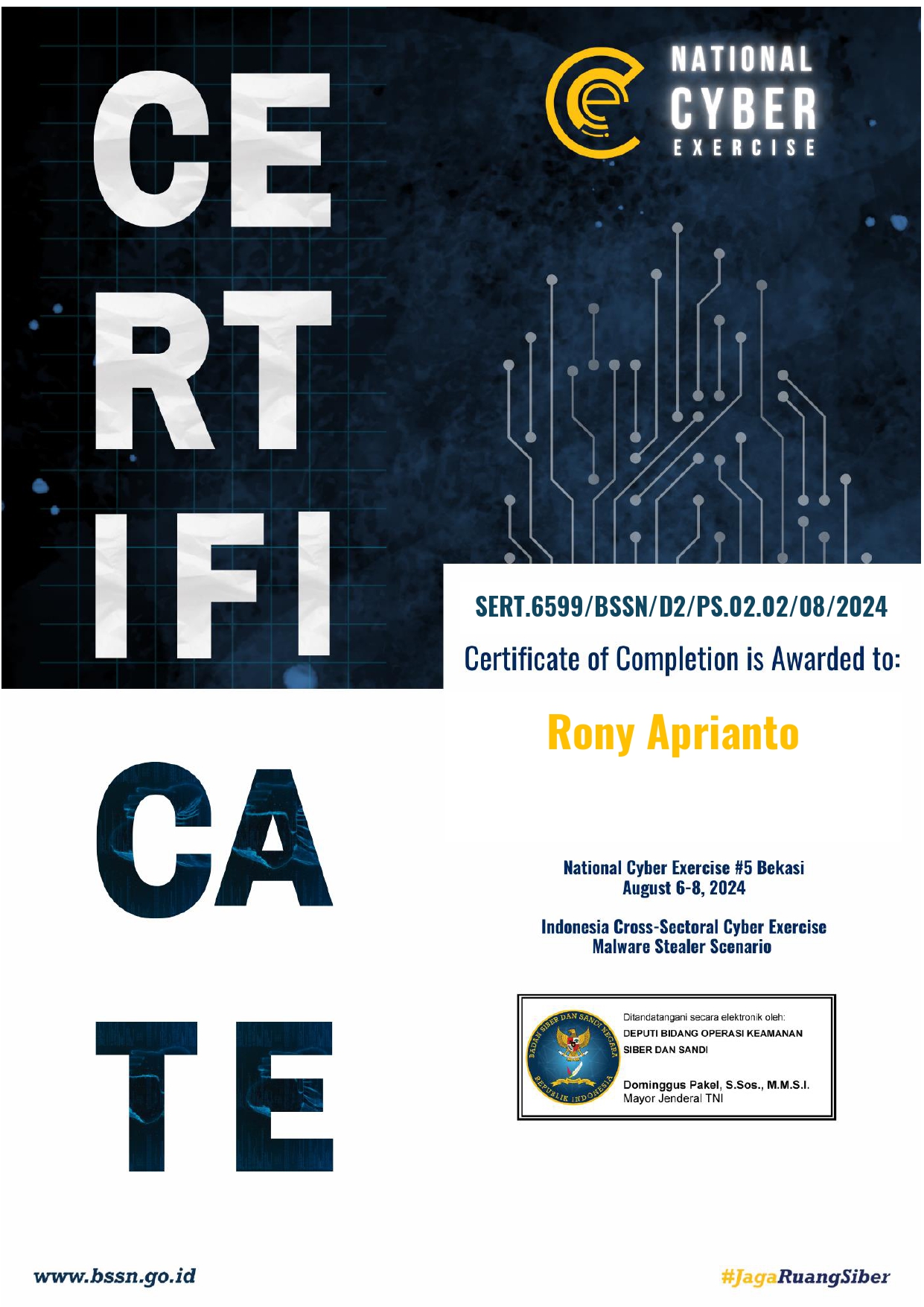 National Cyber Exercise #5 Bekasi, August 2024